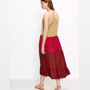 LOFT Beach Colorblock Tiered Halter Dress M